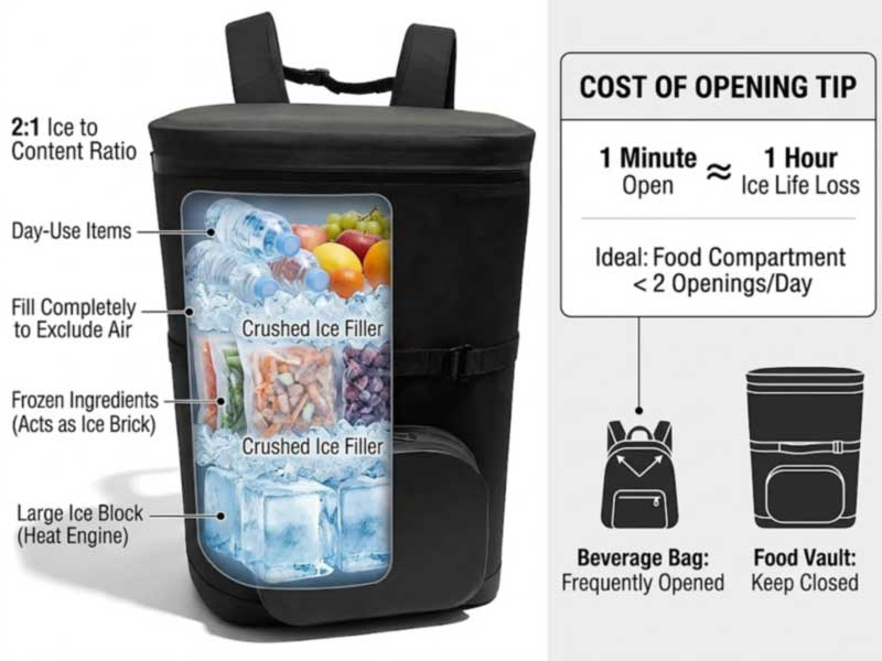 Zaini refrigeranti da campeggio: ritenzione del freddo per più giorni sul sentiero