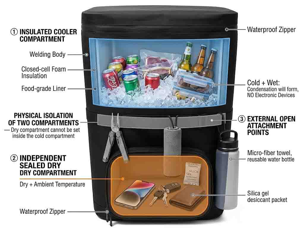 Zaini refrigeranti per la nautica: stoccaggio a secco che funge anche da frigorifero Zaini refrigeranti per la nautica: stoccaggio a secco che funge anche da frigorifero