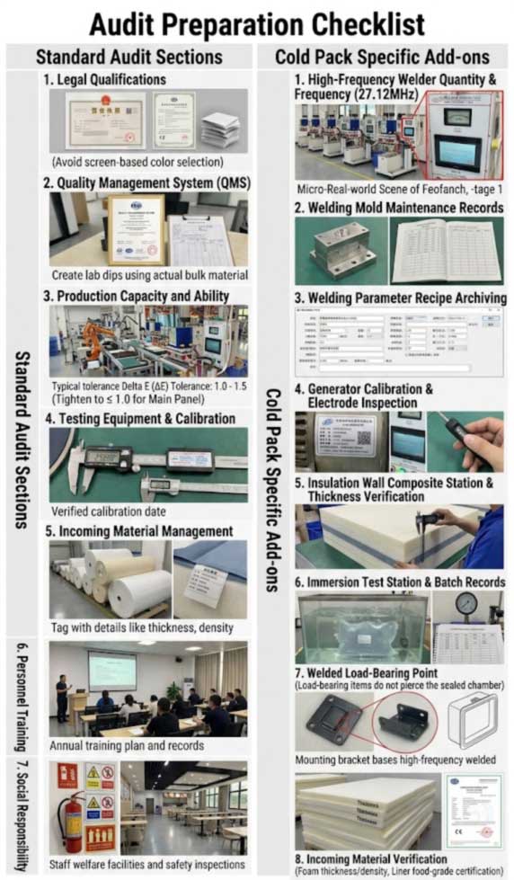 Lista di controllo per l'audit di fabbrica dei Soft Cooler per gli importatori