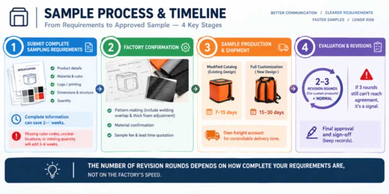 four-stage cooler bag sampling timeline from request to approved golden sample four-stage cooler bag sampling timeline from request to approved golden sample